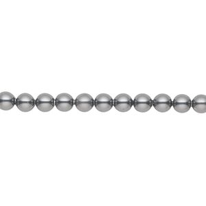 Pearl 100pk dark grey, Crystal Passions® 4mm round 5810