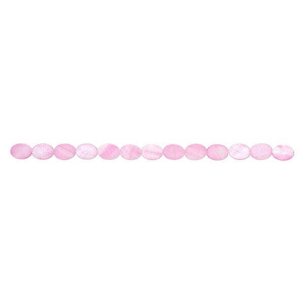 Mother-of-pearl shell 1pkg1, flat oval bead 15 inch pink 17x12mm-18x13mm image number 1