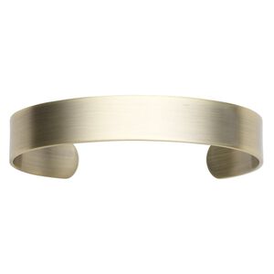 Bracelet component, cuff, antique gold-plated steel, 1/2 inch wide, adjustable from 7-1/2 to 8 inches. Sold individually.