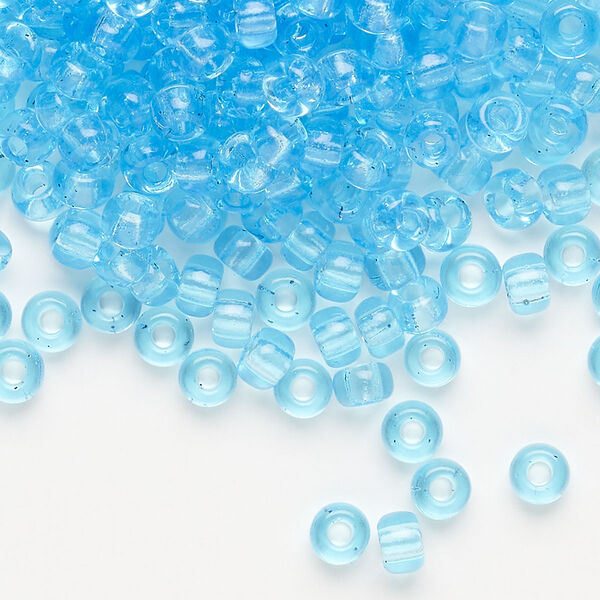 Seed bead, Miyuki, glass, pkg/25g, #6 rocaille, transparent aqua (RR-148). image number 0