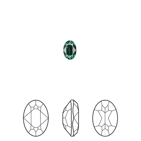 Fancy stone 4pk majestic green foil back, Crystal Passions® 6x4mm oval 4120 image number 0
