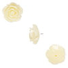 Bead, resin, antique white, 12x12mm half-drilled rose. Sold per pkg of 4. image number 1