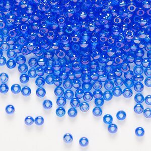 Seed bead, Preciosa Ornela Czech glass, pkg/50g, #8 rocaille, translucent rainbow light blue, (31050).