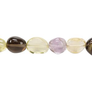 Multi-gemstone 1pkg1, flat nugget bead 7 inch small