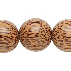 Bead, coconut palm wood (waxed), 19-20mm hand-cut round. Sold per 15-1/2" to 16" strand.