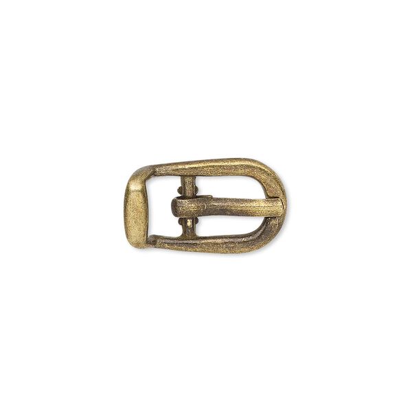 Clasp, antiqued brass-finished "pewter" (zinc-based alloy), 18x11mm single-sided buckle with 8.5mm end bar. Sold per pkg of 4. image number 0