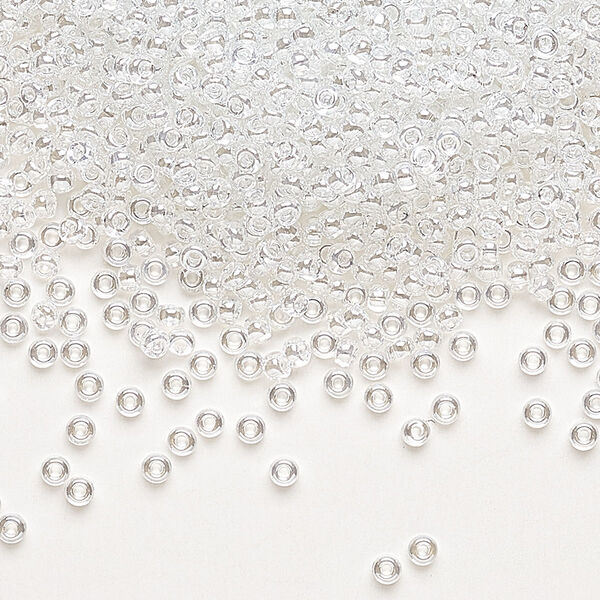 Seed bead, Miyuki, glass, pkg/25g, #11 rocaille, translucent luster crystal clear, (RR-160). image number 0