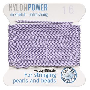 Thread, Griffin, nylon, lilac, size #16. Sold per 2-meter card (approximately 78 inches).