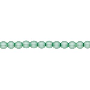 Bead, Czech pearl-coated glass druk, opaque matte sea foam green, 4mm round. Sold per 15-1/2" to 16" strand.