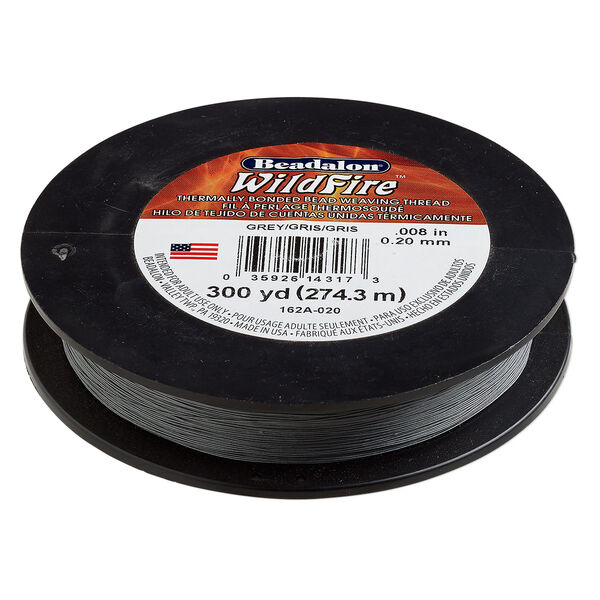 Thread, Beadalon® WildFire™, polyester and plastic, grey, 0.2mm with bonded coating, 15-pound test. Sold per 300-yard spool. image number 0