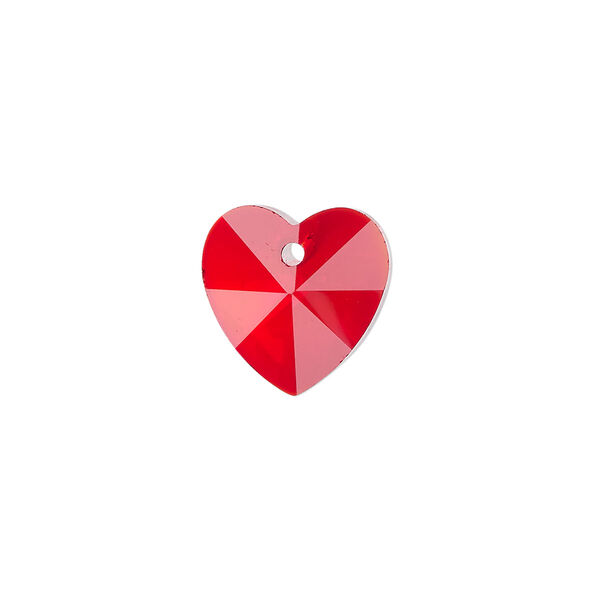 Drop, glass, transparent red, 14mm heart. Sold per pkg of 12. image number 0