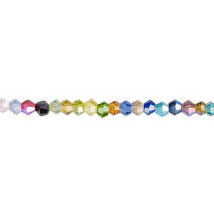 Bead 1pk 16 facets opaque to transparent AB mixed colors, Celestial Crystal® 3mm bicone 15.5-16 inch