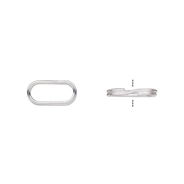 Split ring, silver-plated steel, 12x6mm oval with 10x4mm hole. Sold per pkg of 100. image number 0