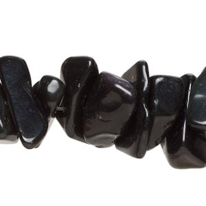 Black obsidian 1pkg1, chip bead natural, 15 inch large to extra-large