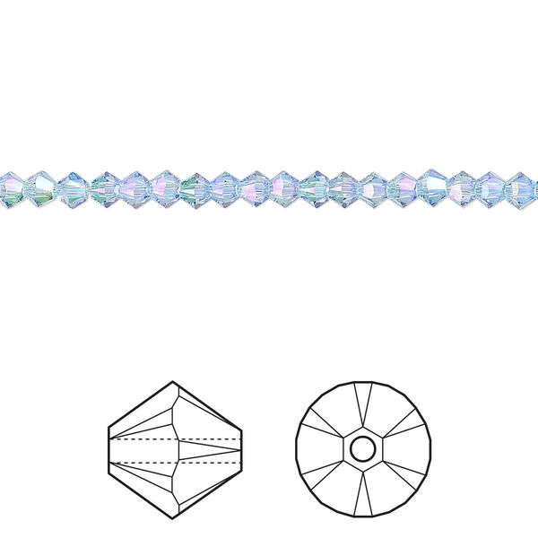 Bead 48pk aquamarine shimmer 2X, Crystal Passions® 3mm bicone 5328 image number 0