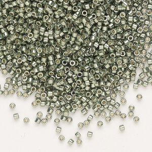 Seed bead, Delica®, glass, pkg/50g, #11 round, Duracoat® opaque galvanized sea green (DB-1845).
