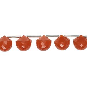 Carnelian 1pkg5, hand-cut top-drilled faceted teardrop bead 7x7mm-8x8mm
