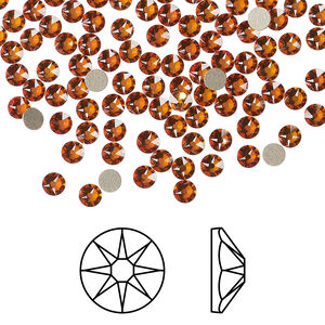 Flat back 1pkg144 dark orange (HICT) foil back, Crystal Passions® 3-3.2mm rose round SS12 2088