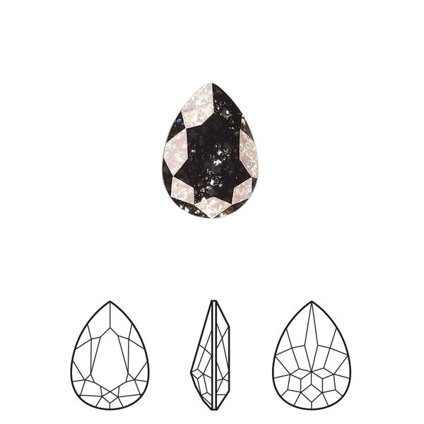 Fancy stone 1pk crystal black patina foil back, Crystal Passions&reg; 14x10mm pear 4320 image number 0
