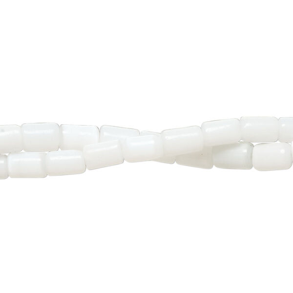 Bead 1pkg2 cat's eye glass (fiber optic glass), 6x4mm-7x6mm round tube, 14 inch opaque white image number 0