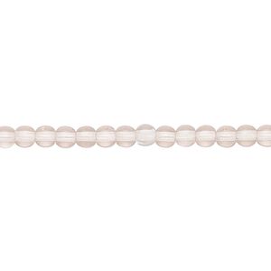Bead, Czech glass druk, transparent light rose, 4mm round with 0.8-1mm hole. Sold per 15-1/2" to 16" strand.