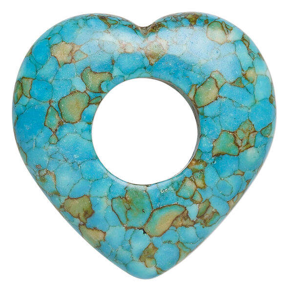 Mosaic "turquoise" (magnesite) 1pkg1, open heart focal 40mm image number 0