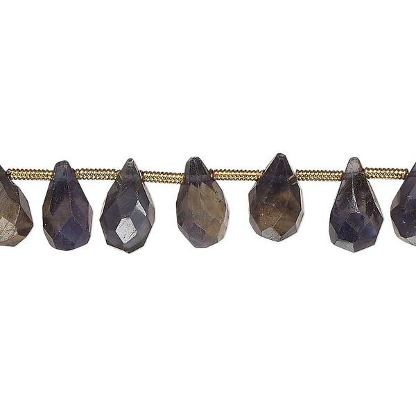 Iolite 1pkg29, hand-cut top-drilled faceted briolette bead natural 8x5mm-12x6mm image number 0
