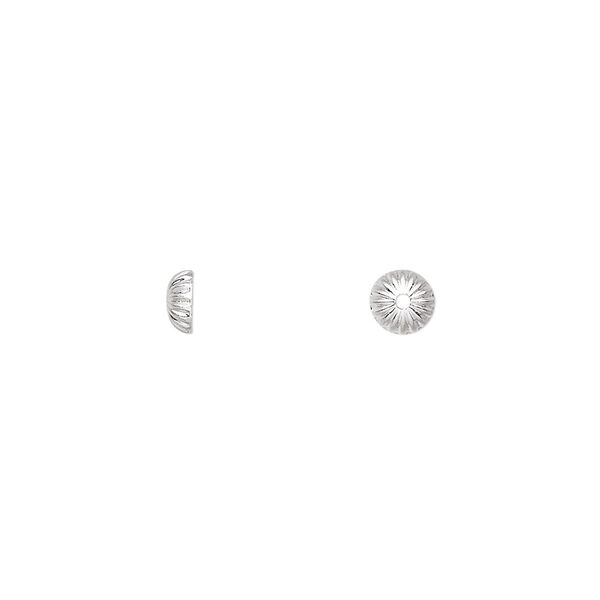 Bead cap, silver-plated brass, 5x2mm ribbed, fits 5-7mm bead. Sold per pkg of 100. image number 0