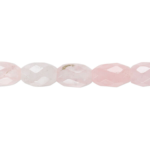Bead, rose quartz (natural), 10x7mm faceted oval, B grade, Mohs hardness 7. Sold per 15-1/2" to 16" strand. image number 0