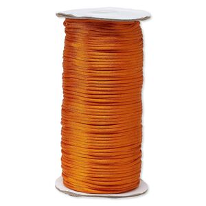 Cord, Satinique™, satin, orange, 2mm regular. Sold per 400-foot spool.