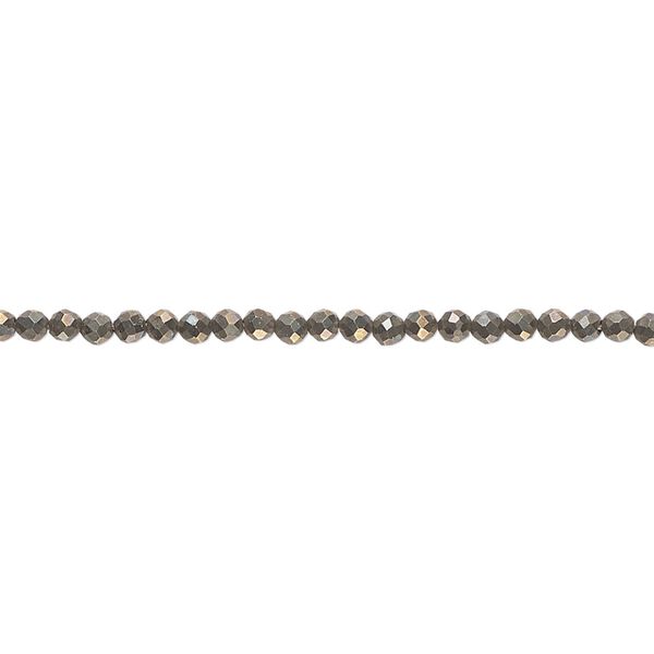 Pyrite 1pkg1, faceted round bead natural 15.5-16 inch 2mm image number 0