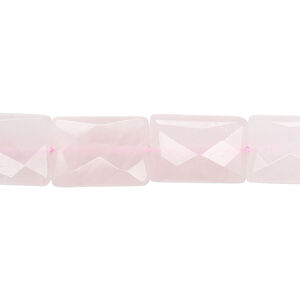 Rose quartz 1pkg1, faceted puffed rectangle bead 15.5-16 inch 14x10mm