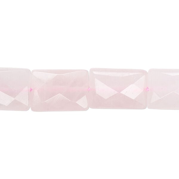 Rose quartz 1pkg1, faceted puffed rectangle bead 15.5-16 inch 14x10mm image number 0