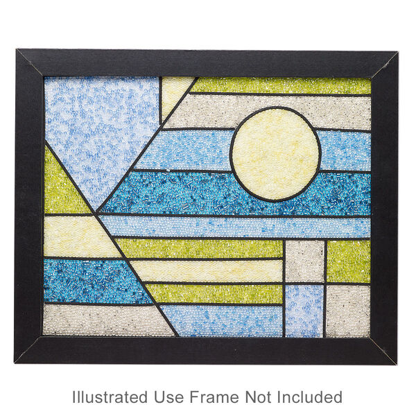 Sabrina Frey Bead Mosaic™ Starter Kit, glass / medium-density fiberboard / glue, pkg/1, multicolored, 8x10 inches with "Geometric" design. image number 0