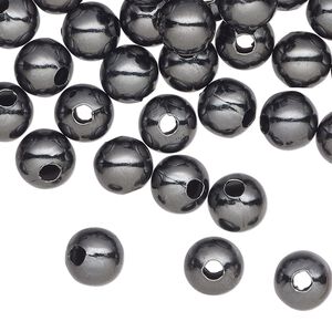 Bead, gunmetal-plated steel, 8mm round. Sold per pkg of 500.