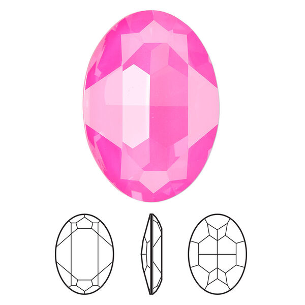 Fancy stone 1pk crystal electric pink ignite LacquerPRO, Crystal Passions® 30x22mm oval 4127 image number 0