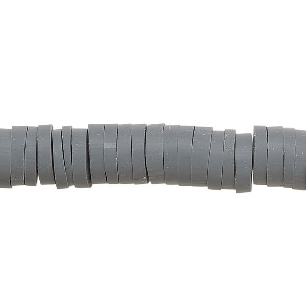 Bead, polymer clay, opaque charcoal, 8x2mm heishi. Sold per pkg of (2) 15-1/2" to 16" strands. image number 0