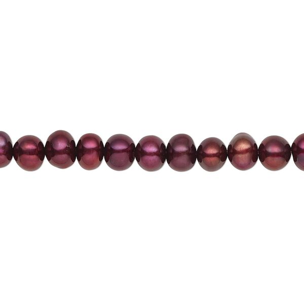 Pearl, cultured freshwater (dyed), black cherry, 4-5mm semi-round, C grade, Mohs hardness 2-1/2 to 4. Sold per 15-1/2" to 16" strand. image number 0