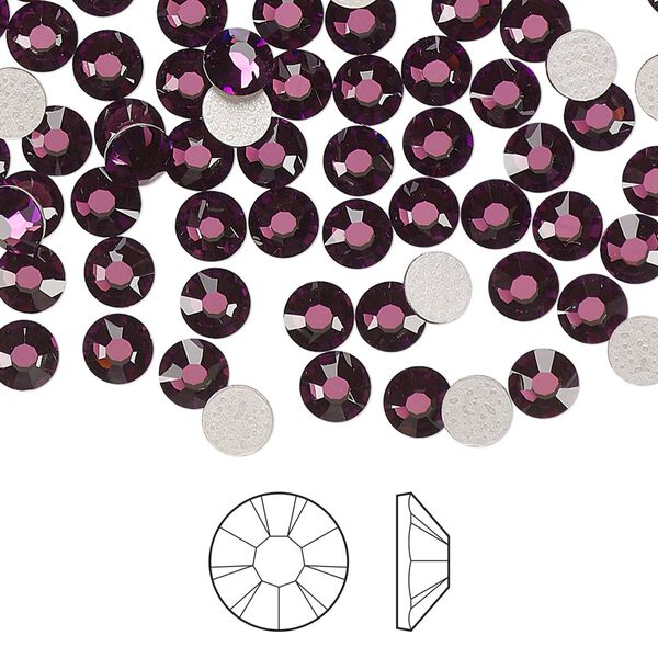 Flat back 144pk amethyst foil back, Preciosa MAXIMA Czech crystal hotfix rhinestone 4.6-4.8mm chaton rose round SS20 image number 0