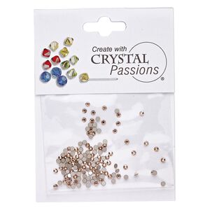 Flat back 144pk crystal rose gold foil back, Crystal Passions® 1.7-1.9mm rose round SS5 2058