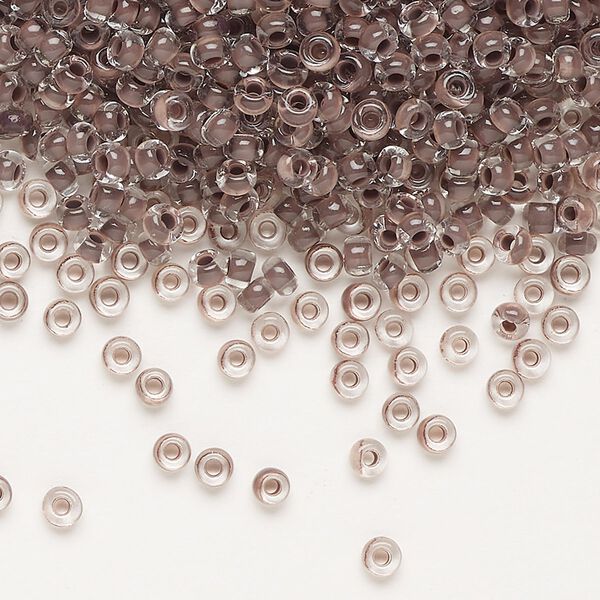 Seed bead, Preciosa Ornela Czech glass, pkg/500g, #8 rocaille, transparent terra intensive chocolate-lined clear, (08A19). image number 0