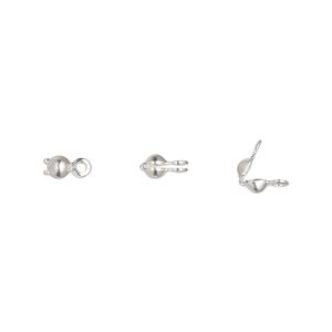 Bead tip, silver-plated brass, 5.5x2.5mm bottom clamp-on with closed loop. Sold per pkg of 100.