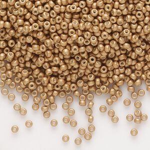 Seed bead, Miyuki, glass, pkg/25g, #11 rocaille, opaque matte galvanized mead, (RR-2082).