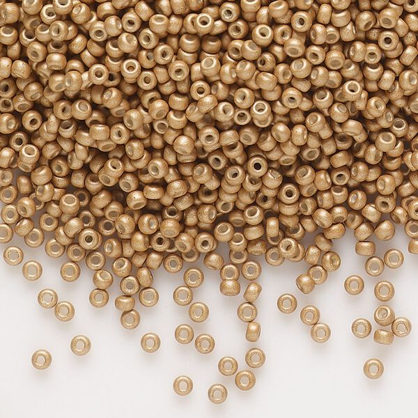Seed bead, Miyuki, glass, pkg/25g, #11 rocaille, opaque matte galvanized mead, (RR-2082). image number 0
