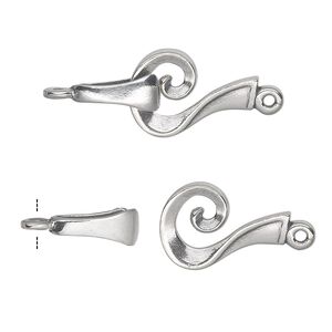 Clasp hook&eye 1pkg1 sterling silver, 15x11mm question mark, JBB Findings 1-strand
