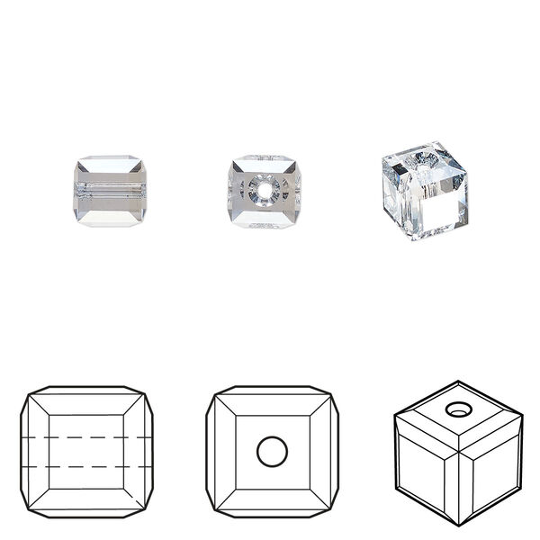 Bead 6pk crystal blue shade, Crystal Passions® 6mm cube 5601 image number 0
