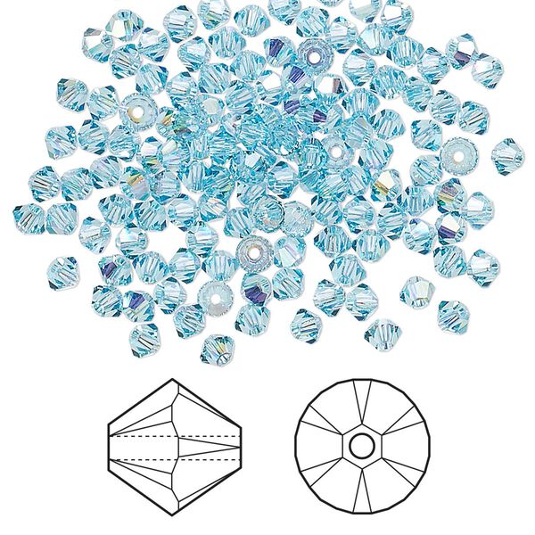 Bead 1440pk aquamarine AB, Swarovski® 3mm XILION bicone 5328 image number 0