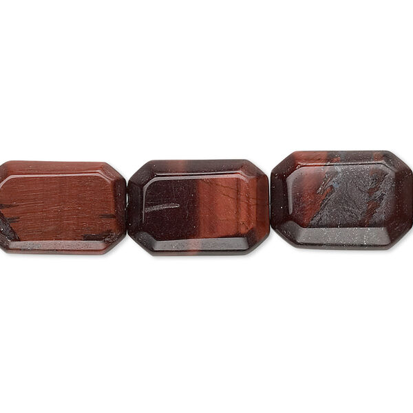 Bead, red tigereye (heated), 15x10mm faceted octagon, B grade, Mohs hardness 7. Sold per 15-1/2" to 16" strand. image number 0