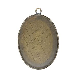 Focal, antiqued brass, 31x23mm oval with beaded edge and 30x22mm oval bezel setting. Sold per pkg of 2.