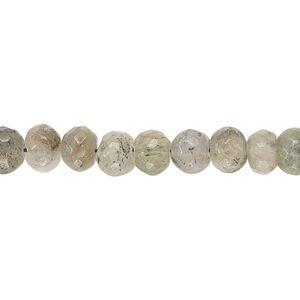 Black spotted quartz 1pkg1, hand-cut faceted uneven round / rondelle bead natural 14 inch 6-7mm / 7x5mm